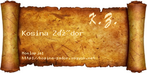 Kosina Zádor névjegykártya